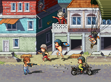 PUBG pixelart 2D 8-bit pixel pochinki