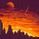 fall scene cityscape sunset Pixel scenes and pixelart background animations