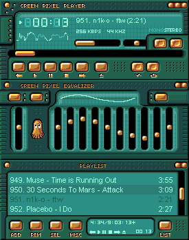 WinAmp skin classic green pixel